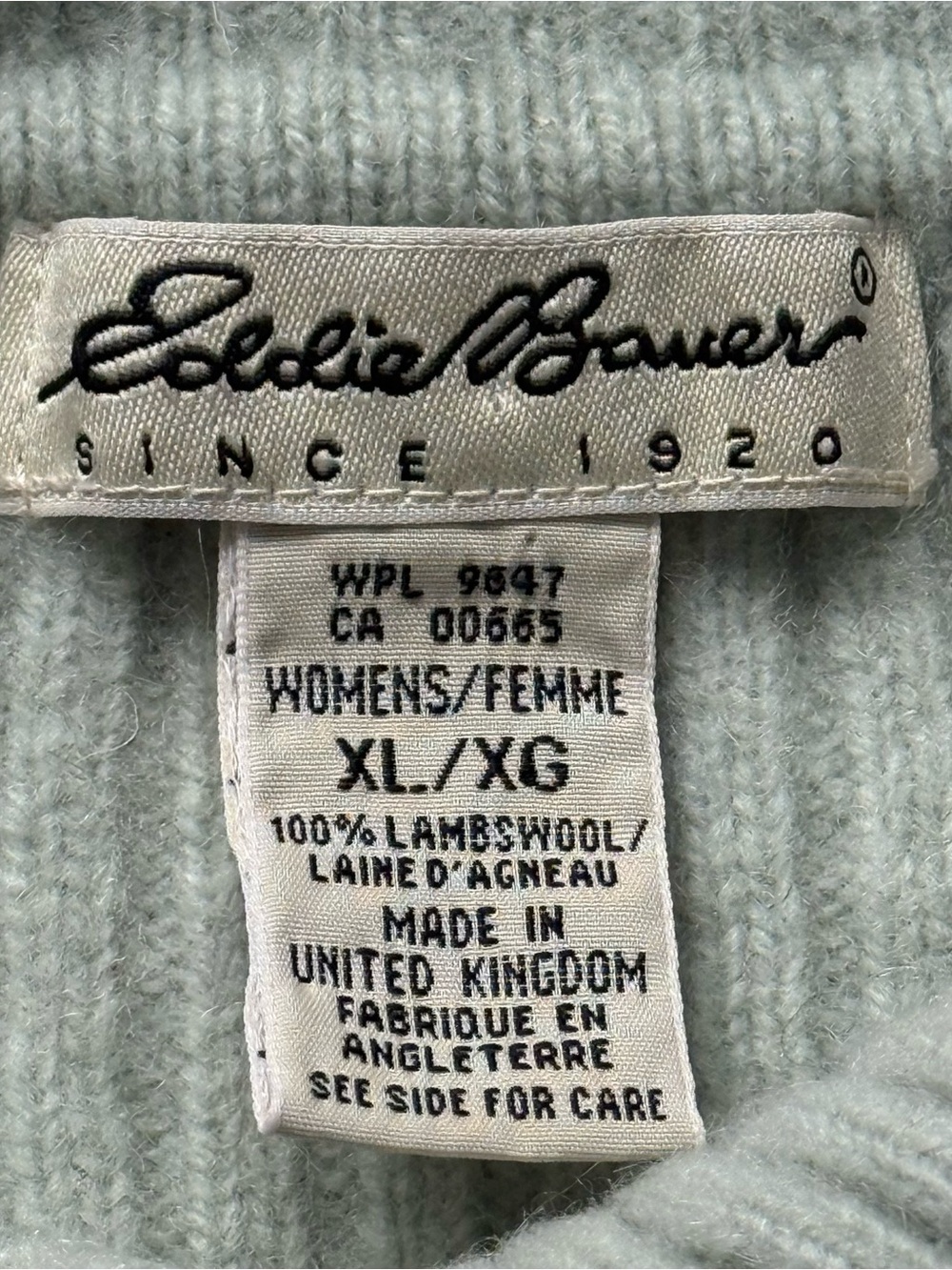 L.L. Bean 100% lambswool Green Ribbed Button-Up Sweater - Picture 6 of 7